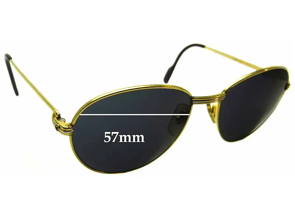 Sunglass Fix Verres de Remplacement pour Cartier 1988 - 57mm Wide Sunglass Fix Verres de Remplacement pour Cartier 1988 - 57mm Wide
