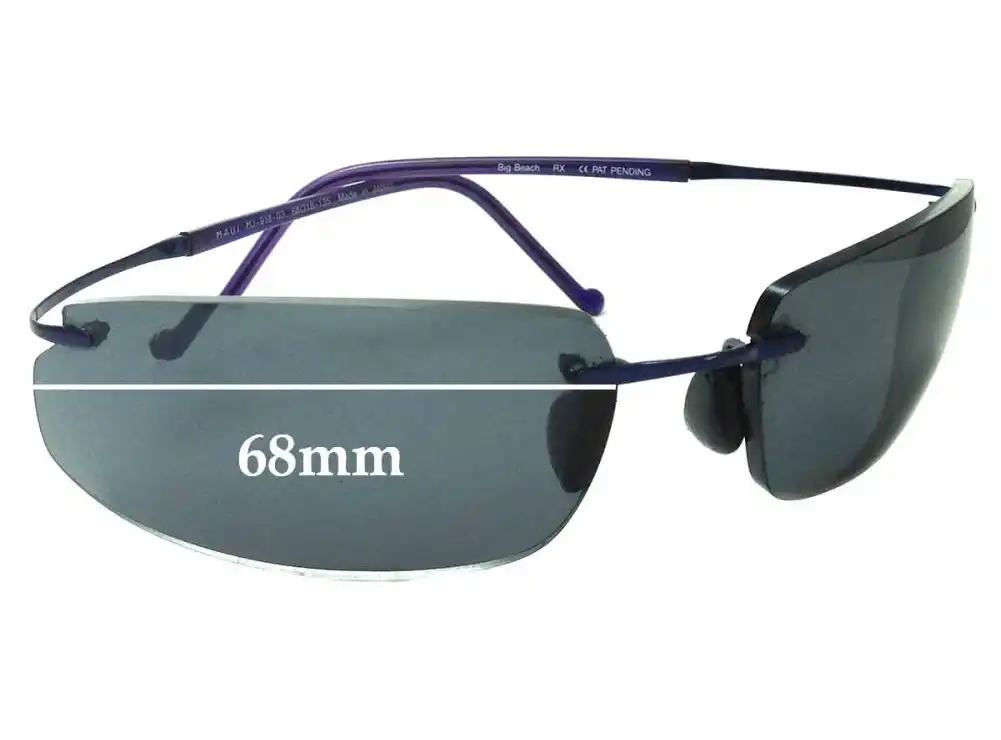 Sunglass Fix Verres de Remplacement pour Maui Jim MJ918 Big Beach - 68mm Wide Sunglass Fix Verres de Remplacement pour Maui Jim MJ918 Big Beach - 68mm Wide