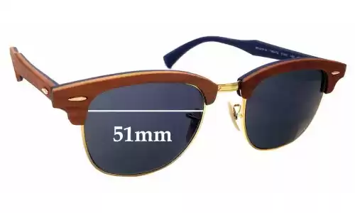Sunglass Fix Lentilles de Remplacement pour Ray Ban RB3016-M Clubmaster - 51mm Wide Ray Ban RB3016-M Clubmaster Lentilles de Remplacement 51mm wide