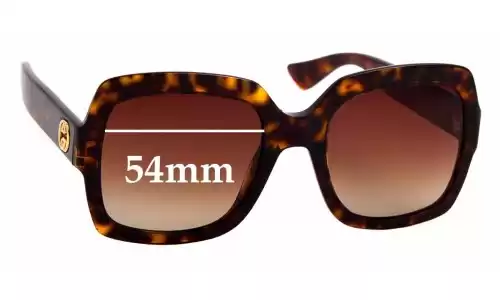 Sunglass Fix Lentilles de Remplacement pour Gucci GG0036/S - 54mm Wide Gucci GG0036/S Lentilles de Remplacement 54mm wide