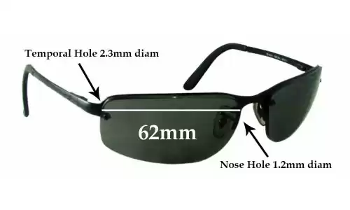Sunglass Fix Verres de Remplacement pour Ray-Ban RB3239 - 1.2mm Nose Hole - 62mm Wide Ray-Ban RB3239 - 1.2mm Nose Hole Verres de Remplacement 62mm wide