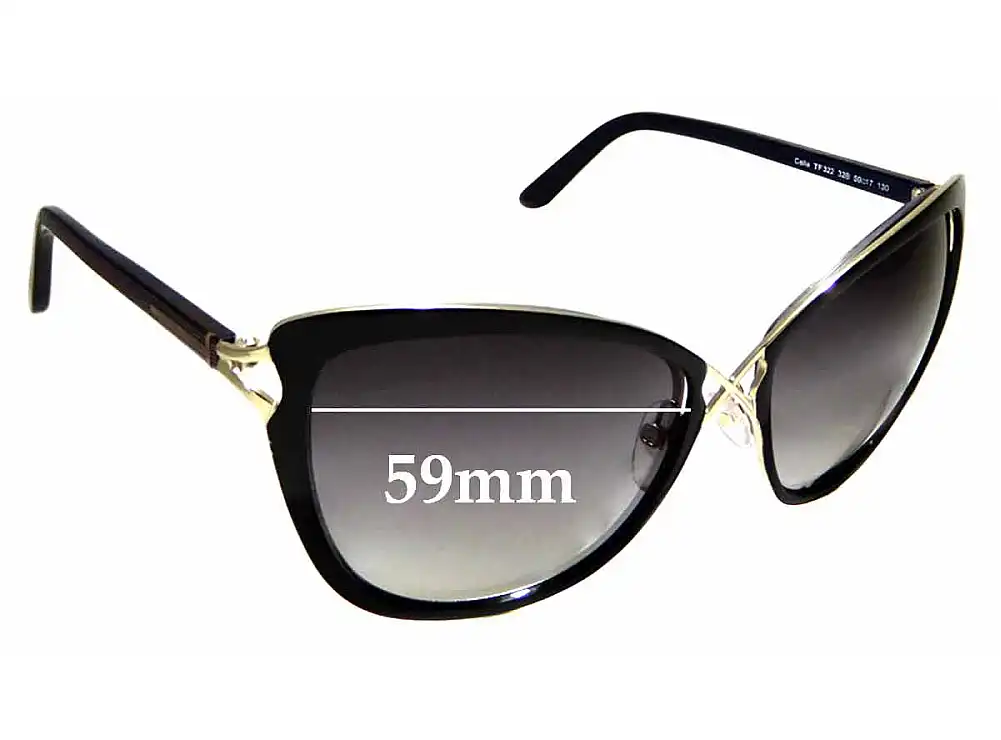 Sunglass Fix Verres de Remplacement pour Tom Ford Celia TF322 - 59mm Wide Sunglass Fix Verres de Remplacement pour Tom Ford Celia TF322 - 59mm Wide