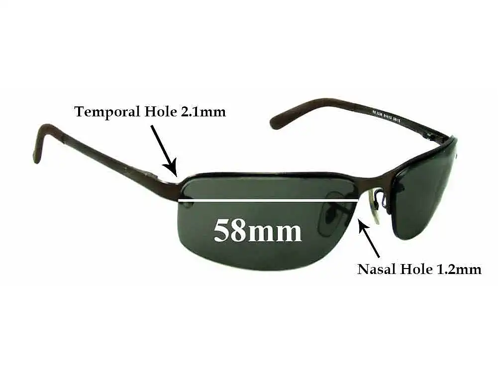 Sunglass Fix Verres de Remplacement pour Ray-Ban RB3239 - 1.2mm Nose hole - 58mm Wide Sunglass Fix Verres de Remplacement pour Ray-Ban RB3239 - 1.2mm Nose hole - 58mm Wide