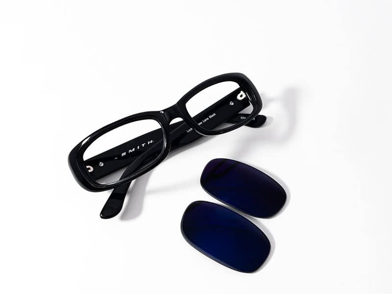 black sunglasses frame and black lenses