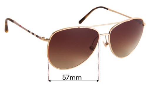 Sunglass Fix Replacement Lenses for Burberry B 3072 - 57mm Wide 