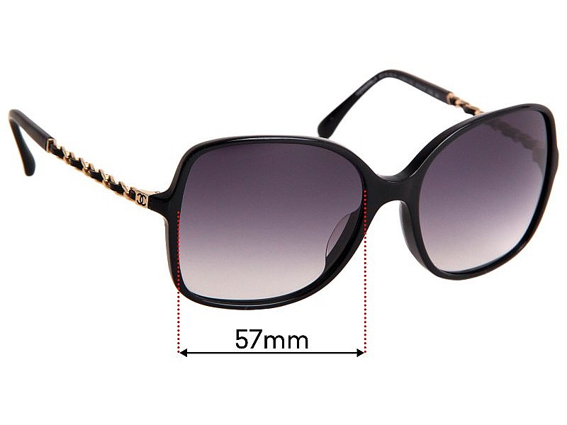 Chanel Black 5210-Q Tortoise Shell Chain Detail Square Sunglasses Chanel