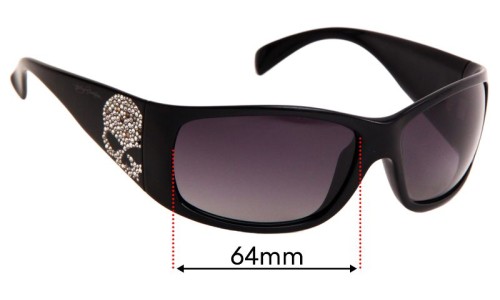Sunglass Fix Replacement Lenses for Harley Davidson Bling Skull - 64mm Wide 