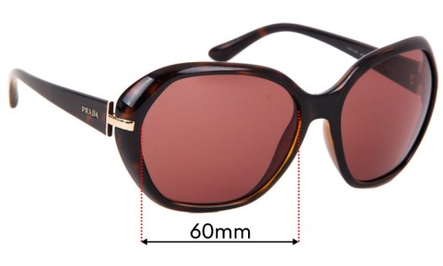 Sunglass Fix Replacement Lenses for Prada SPR14N  - 60mm Wide 