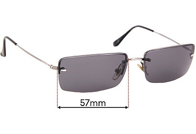 Ray-Ban RB3199 Rimless Rectangle Replacement Lenses 57mm wide 