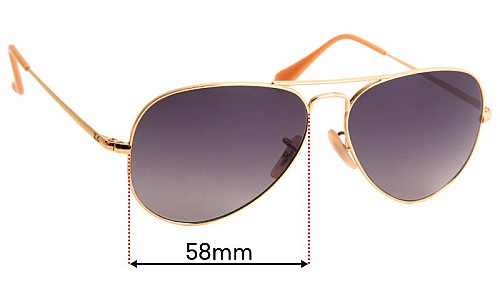 Ray-Ban RB3689 Aviator Metal II Replacement Lenses 58mm wide 