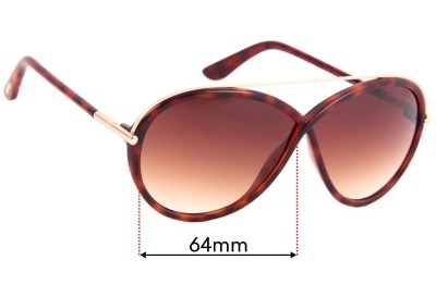 Sunglass Fix Replacement Lenses for Tom Ford Tamara TF454 - 64mm wide 