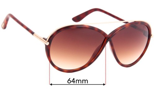 Sunglass Fix Replacement Lenses for Tom Ford Tamara TF454 - 64mm Wide 