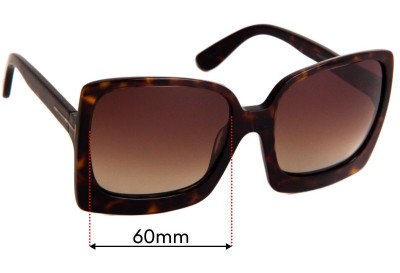 Tom Ford Katrine TF617 Replacement Sunglass Lenses - 60mm wide 