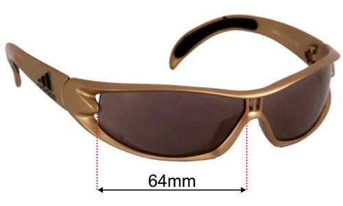 Adidas A254 Replacement Lenses 64mm wide - Side View 