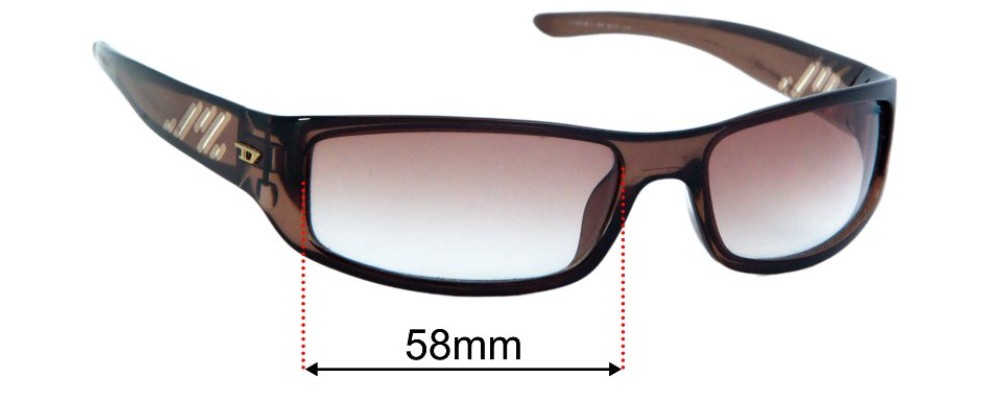 Sunglass Fix Replacement Lenses for Diesel Ancestor II - 58mm Wide - Side View