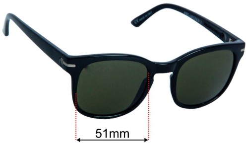 Electric Rip Rock Replacement Lenses 51mm wide - Side View 
