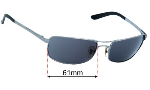 Ray Ban RB3212 Replacement Lenses 61mm wide - Side View 