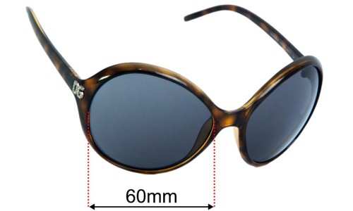 Dolce & Gabbana DG6009-B Replacement Lenses 68mm wide - Side View 