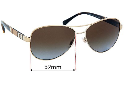Burberry B 3080 Replacement Lenses 59mm wide 
