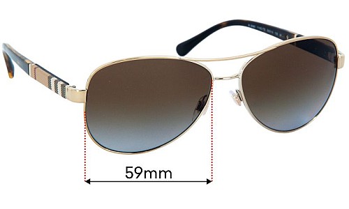 Burberry B 3080 Replacement Lenses 59mm wide 