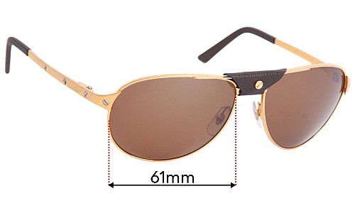 Sunglass Fix Replacement Lenses for Cartier Edition Santos Dumont - 61mm Wide Cartier Edition Santos Dumont Replacement Lenses 61mm wide