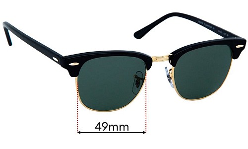 Ray Ban RB3016 Clubmaster Replacement Lenses 49mm wide 