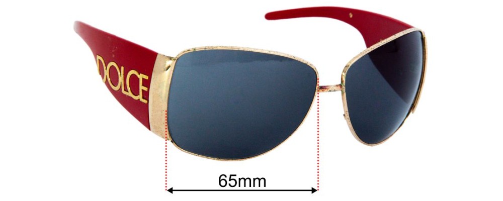 Sunglass Fix Replacement Lenses for Dolce & Gabbana DG2014 - 65mm Wide - Side View