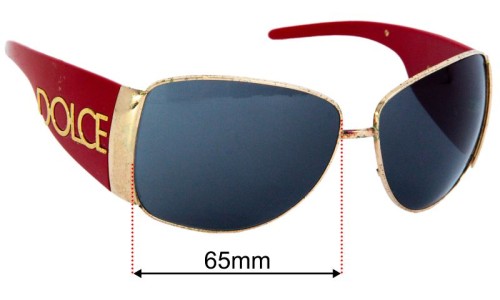 Dolce & Gabbana DG2014 Replacement Lenses 65mm wide - Side View 