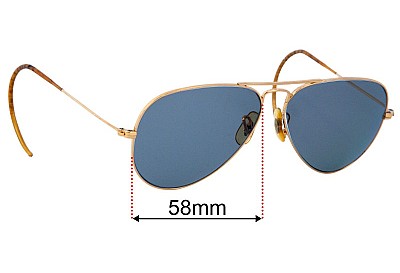 Ray-Ban B&L Aviator USA Curved Arms Replacement Lenses 58mm wide 