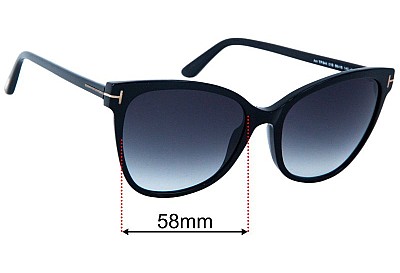 Tom Ford Ani TF844 Replacement Lenses 58mm wide 