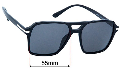 Sunglass Fix Replacement Lenses for Prada SPR20Y 55mm Wide 