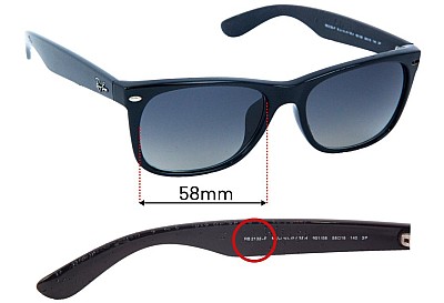 Ray Ban RB2132-F New Wayfarer (Low Bridge Fit) Replacement Lenses 58mm wide 