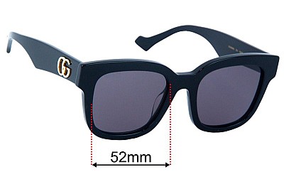 Gucci GG0998S Replacement Lenses 52mm wide 
