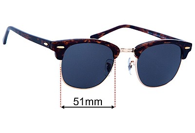 Ray-Ban RB3016 W0366 Clubmaster Verres de Remplacement 51mm wide 
