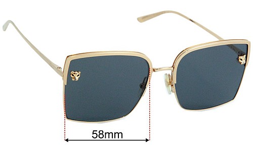 Sunglass Fix Lentilles de Remplacement pour Cartier Panthère CT0199S - 58mm Wide Cartier Panthère CT0199S Lentilles de Remplacement 58mm wide