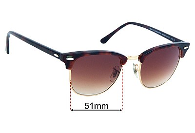 Ray-Ban RB3016 Clubmaster Verres de Remplacement 51mm wide 