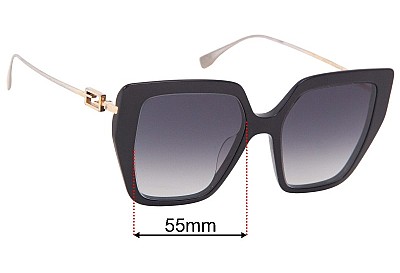 Fendi FE 40012U Replacement Lenses 55mm wide 