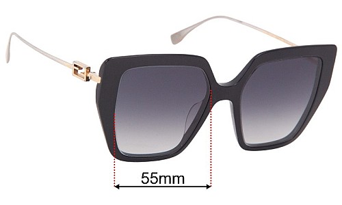 Fendi FE 40012U Verres de Remplacement 55mm wide 