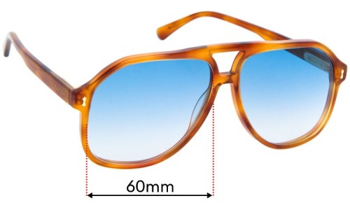Sunglass Fix Replacement Lenses for Gucci GG1042S - 60mm Wide 