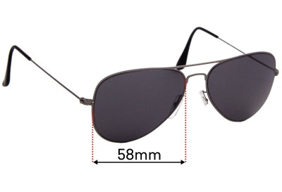 Ray Ban RB3513 Aviator Flat Metal  Replacement Lenses 58mm wide 