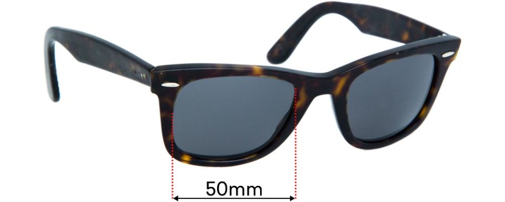 Sunglass Fix Replacement Lenses for Ray Ban RB2140 New Wayfarer - "New Wayfarer" on Right Arm - 50mm Wide