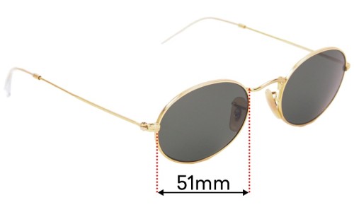 Ray-Ban RB3547-N - 39.5mm high Replacement Lenses 51mm wide 