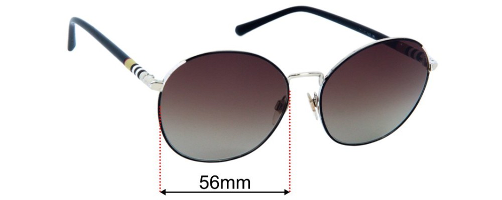 Sunglass Fix Replacement Lenses for Burberry B 3094  - 56mm Wide