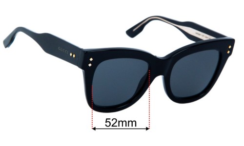 Sunglass Fix Replacement Lenses for Gucci GG1082S - 52mm Wide 