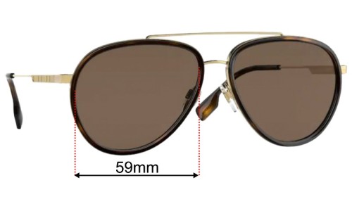 Burberry B 3125 Replacement Sunglass Lenses - 59mm Wide 