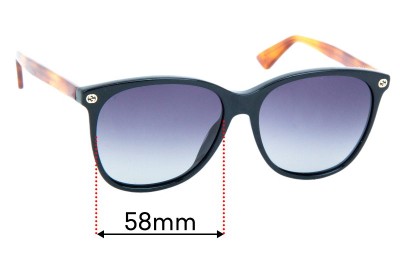 Gucci GG0024/S Replacement Lenses 58mm wide 