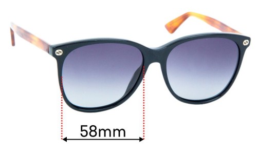 Gucci GG0024/S Replacement Lenses 58mm wide 