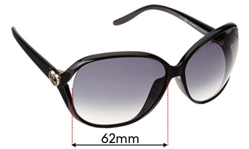 Gucci GG3525/K/S Replacement Lenses 62mm wide 