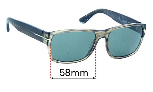 Sunglass Fix Lentes de Repuesto para Tom Ford Mason TF445 - 58mm Wide Tom Ford Mason TF445 Lentes de Repuesto 58mm wide