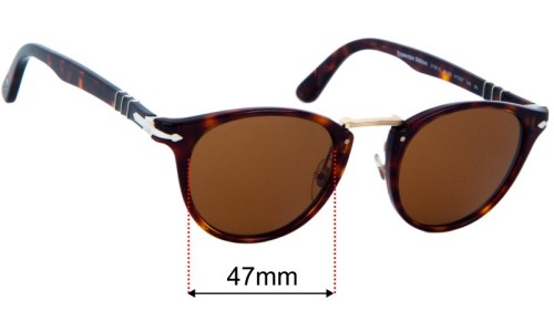 Persol 3108-S Typewriter Edition Replacement Sunglass Lenses - 47mm wide 